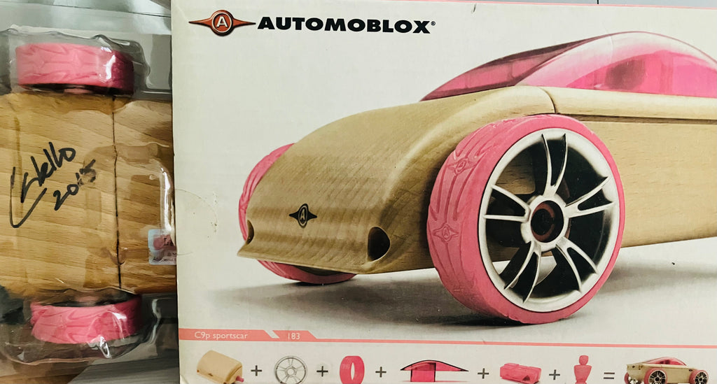 BRAND NEW - Automoblox C9 Wooden Car Designed & Autographed by Calello Pink Wheels Authentic Toy