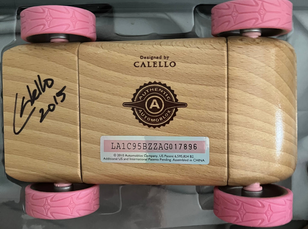 BRAND NEW - Automoblox C9 Wooden Car Designed & Autographed by Calello Pink Wheels Authentic Toy