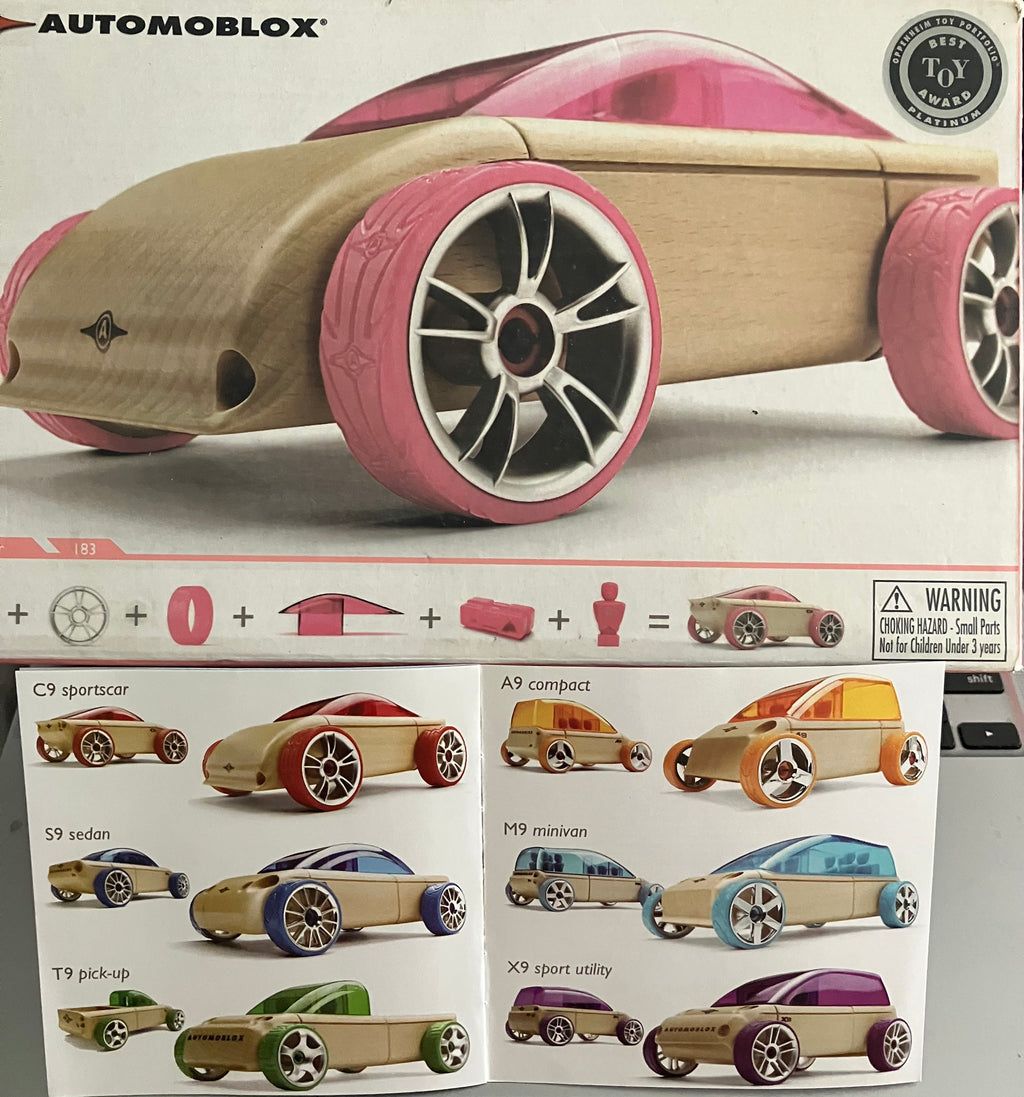 BRAND NEW - Automoblox C9 Wooden Car Designed & Autographed by Calello Pink Wheels Authentic Toy