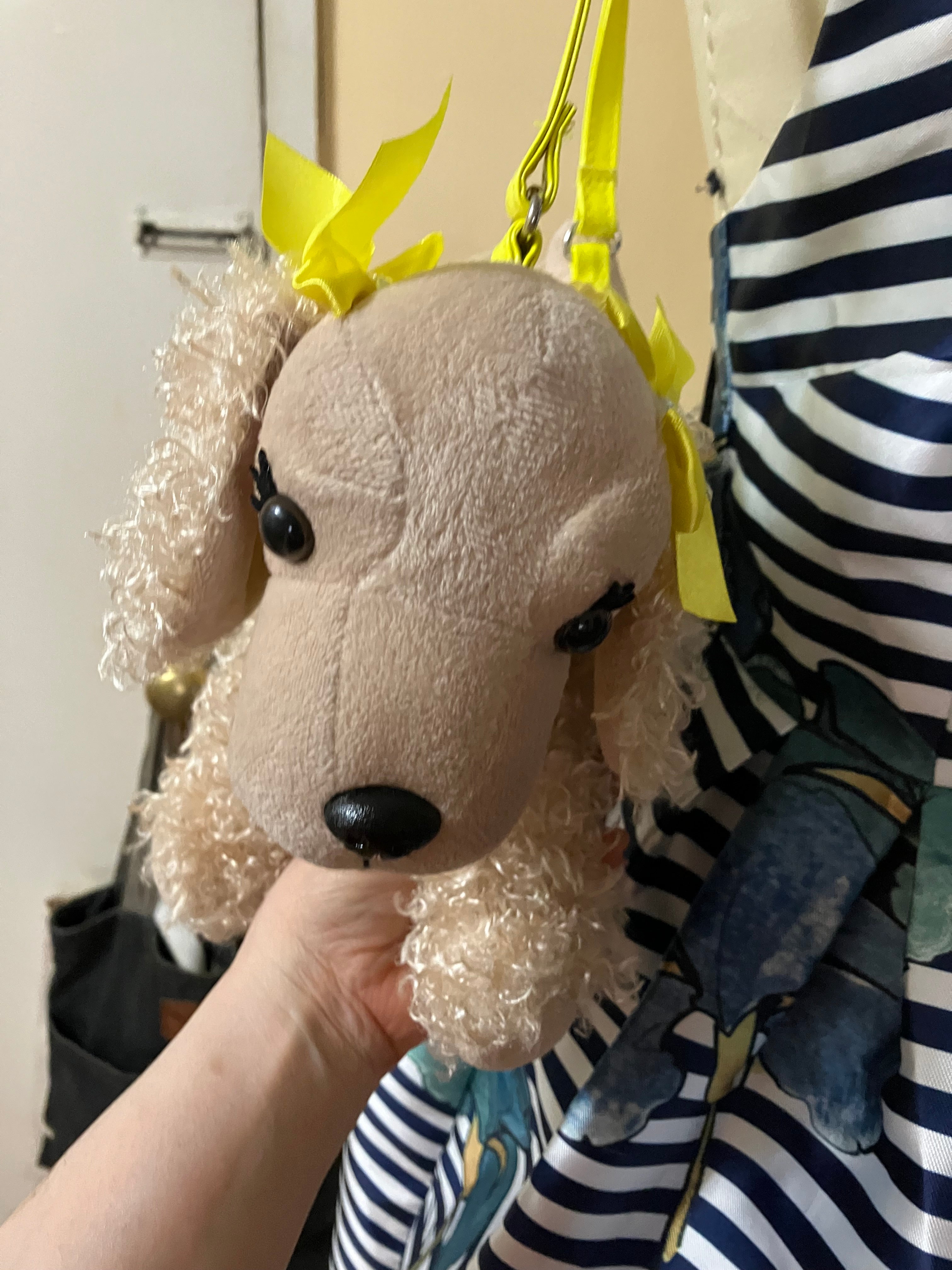 POOCHIE & CO Girls Yellow Sequined Puppy Purse & Tan Plush Dog Puppy