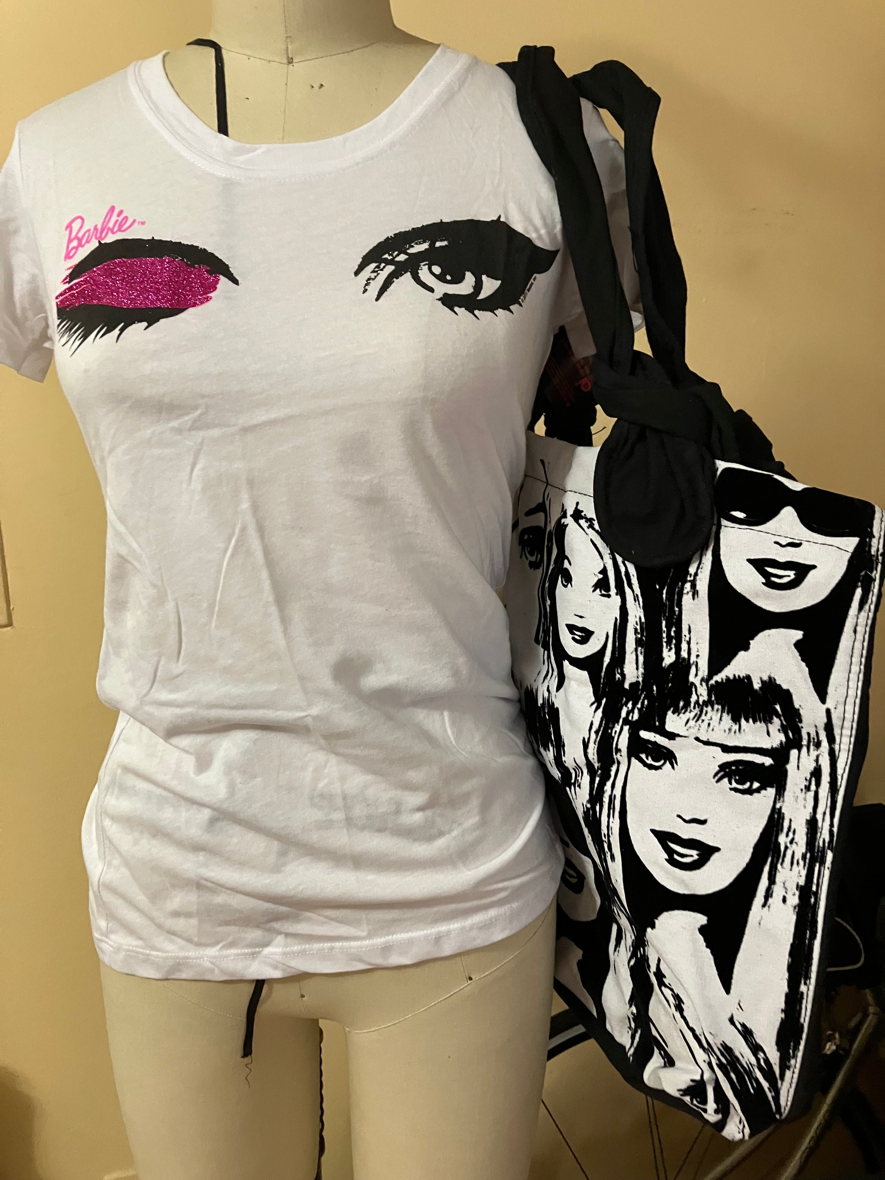 BRAND NEW & RARE FIND - BARBIE TOTE BAG with Barbie Medium T-Shirt