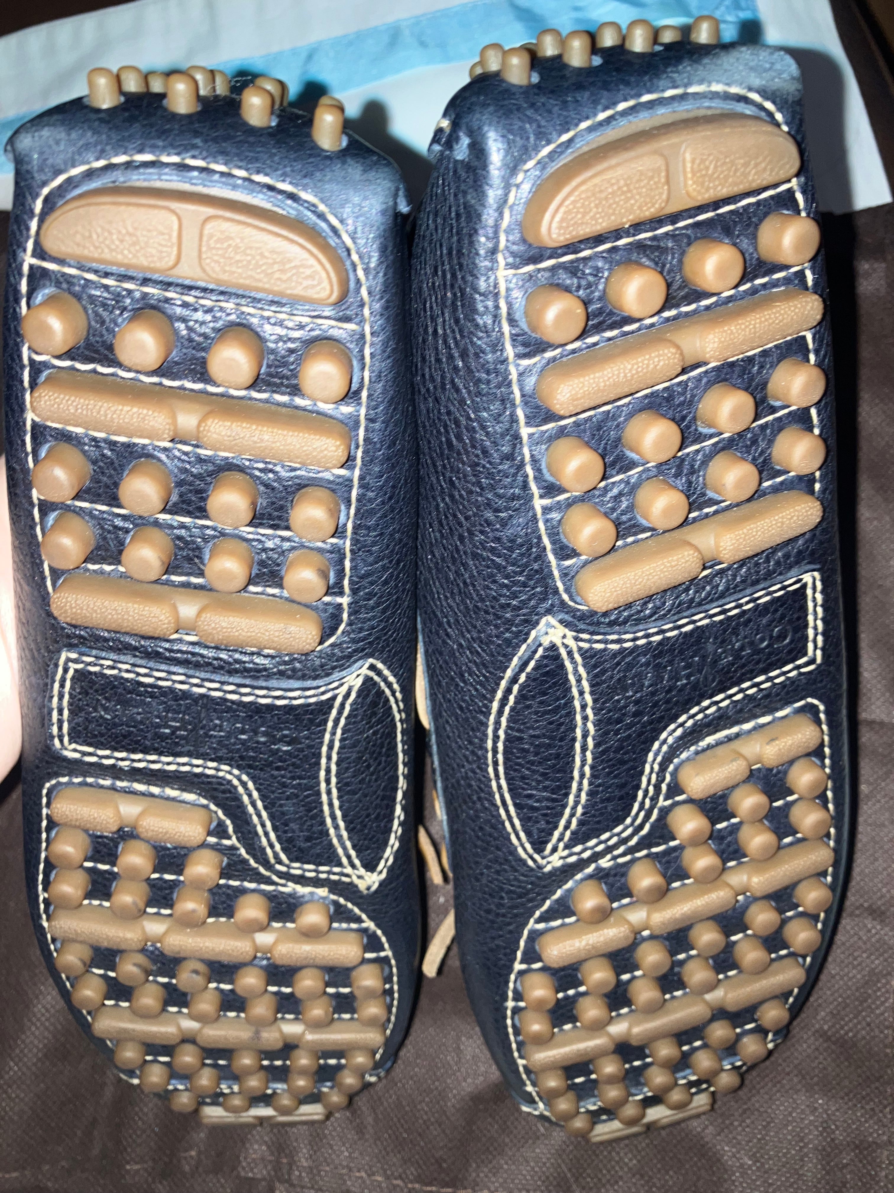 LIKE NEW - Cole Haan Men's Gunnison Navy Blue Pebble Leather Driving Moc Loafers - Size:9.5D